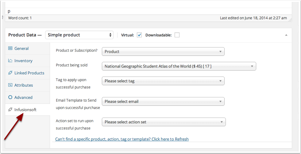 Infusionsoft Tab